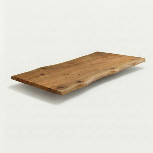 Massivholz Tischplatte mit schlichter Baumkante aus Eiche, natürlich ruhig