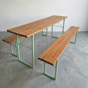 Bierzeltgarnitur Eiche 220x50 klappbar mit U-Gestell in Pastellgrün (Tuna)