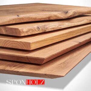 Massivholz Zuschnitt aus Eiche nach Maß mit verschiedenen Kantenarten wie Baumkante, Schweizer Kante und gerader Kante